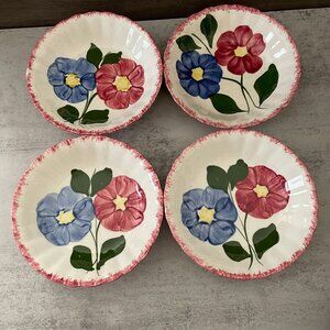 Vintage Blue Ridge Southern Potteries Taffeta 5.5" Berry Bowls Set Four Floral